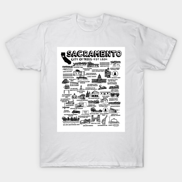 Sacramento Map T-Shirt by fiberandgloss